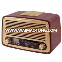 Wholesale Vintage Antique Wooden Retro Alarm Clock Radio with SD TF USB MP3 Music Player